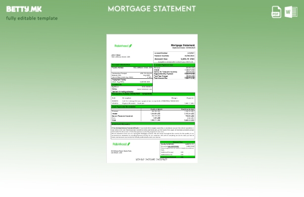 модерен стил САД Robinhood извештај за хипотека банка во шаблон формати Word и P